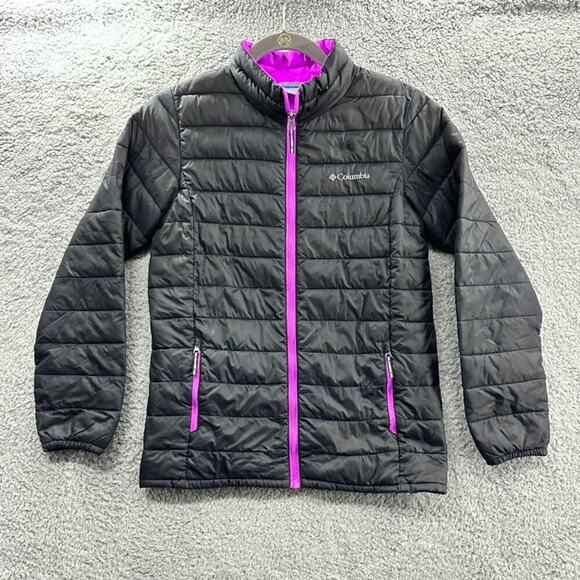 Columbia Youth Large‎ Black Puffer Jacket Full Zip Front Zipper Pockets Winter - Picture 1 of 11
